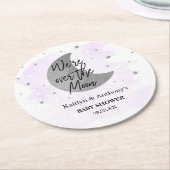 月の向こうに |ニュートラルベビーシャワー ラウンドペーパーコースター (アングル)