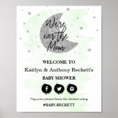 月の向こうに |ニュートラル赤ちゃんシャワー歓迎サイン ポスター (正面)