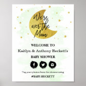 月の向こうに |ニュートラル赤ちゃんシャワー歓迎サイン ポスター (正面)