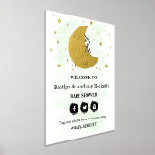 月の向こうに |ニュートラル赤ちゃんシャワー歓迎サイン 箔ポスター (レイダウン)