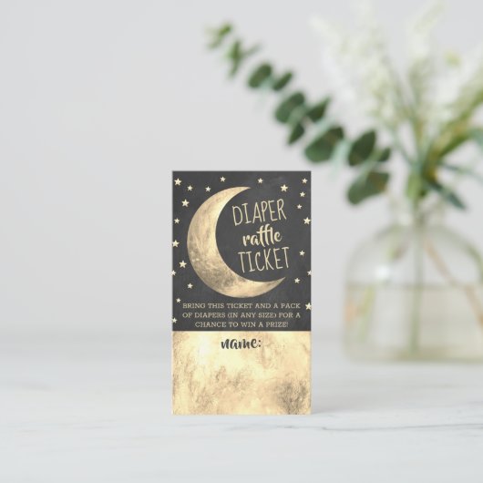 月の向こうに |ベビーシャワーおむつラッフルチケット エンクロージャーカード (スタンド正面)