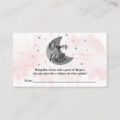 月の向こうに |女の子の赤ちゃんシャワーおむつラッフル エンクロージャーカード (正面)