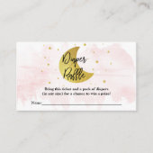 月の向こうに |女の子の赤ちゃんシャワーおむつラッフル エンクロージャーカード (正面)