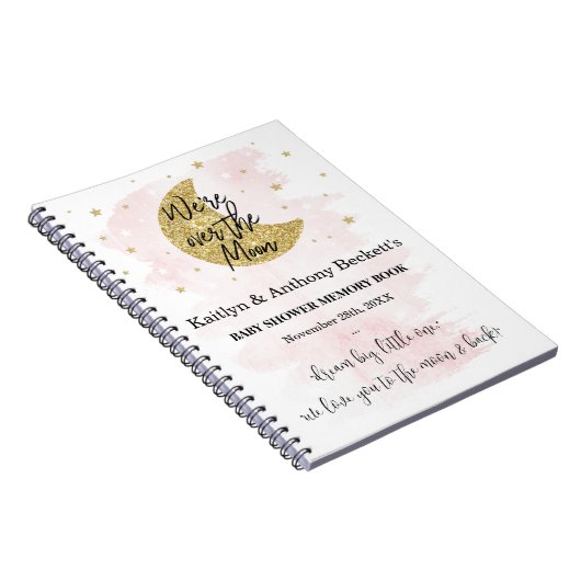 月の向こうに |女の子の赤ちゃんシャワーのメモリブック ノートブック (右側)