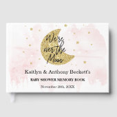 月の向こうに |女の子の赤ちゃんシャワーのメモリ ゲストブック (正面)
