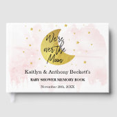 月の向こうに |女の子の赤ちゃんシャワーのメモリ ゲストブック (正面)