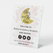 月の向こうに |女の子の赤ちゃんシャワーへようこそ 台座サイン (正面)