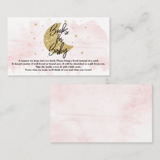 月の向こうに |女の子の赤ちゃんシャワーベビー エンクロージャーカード (正面/裏面)