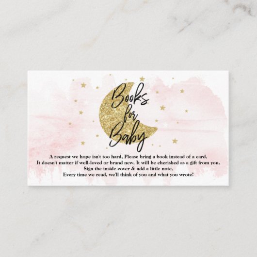 月の向こうに |女の子の赤ちゃんシャワーベビー エンクロージャーカード (正面)