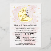 月の向こうに |女の子の赤ちゃんシャワー実在 箔招待状 (正面)