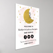 月の向こうに |女の子の赤ちゃんシャワー歓迎サイン 箔ポスター (レイダウン)