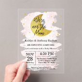 月の向こうに |女の子の赤ちゃんシャワー アクリル招待状 (インサイチュ (ポータブル))