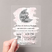 月の向こうに |女の子の赤ちゃんシャワー アクリル招待状 (インサイチュ (ポータブル))