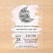 月の向こうに |女の子の赤ちゃんシャワー アクリル招待状 (正面)