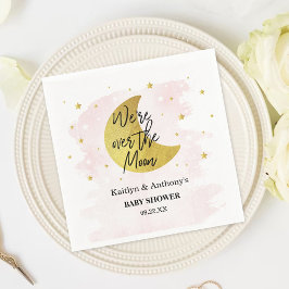 月の向こうに |女の子の赤ちゃんシャワー スタンダードカクテルナプキン