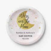 月の向こうに |女の子の赤ちゃんシャワー ペーパープレート (正面)