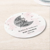 月の向こうに |女の子の赤ちゃんシャワー ラウンドペーパーコースター (アングル)