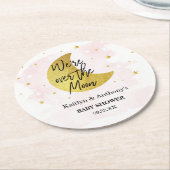 月の向こうに |女の子の赤ちゃんシャワー ラウンドペーパーコースター (アングル)