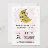 月の向こうに |女の子の赤ちゃんシャワー 招待状 (正面)