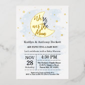 月の向こうに |男の子の赤ちゃんシャワー実在 箔招待状 (正面)