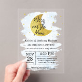 月の向こうに |男の子の赤ちゃんシャワー アクリル招待状 (インサイチュ (ポータブル))