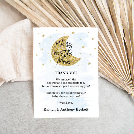 月の向こうに |男の子の赤ちゃんシャワー サンキューカード