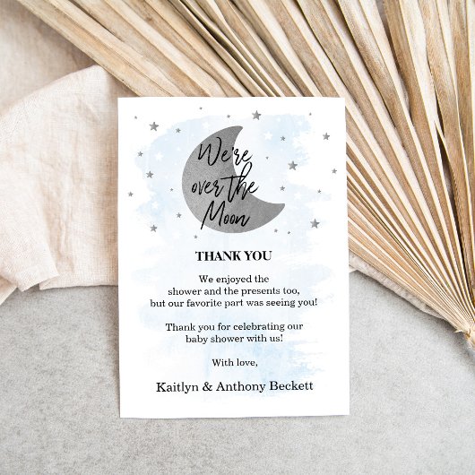 月の向こうに |男の子の赤ちゃんシャワー サンキューカード