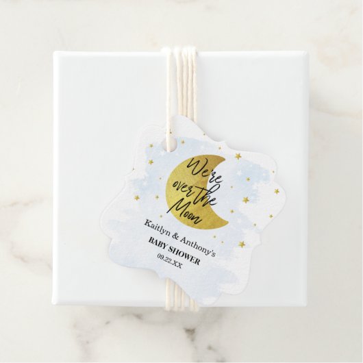 月の向こうに |男の子の赤ちゃんシャワー フェイバータグ (インサイチュ)
