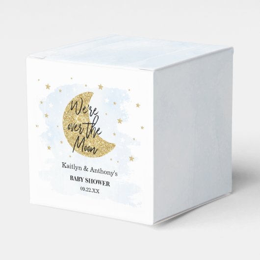 月の向こうに |男の子の赤ちゃんシャワー フェイバーボックス (正面サイド)