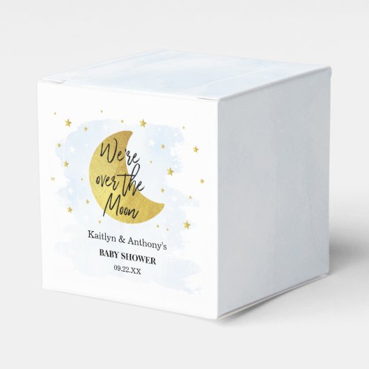 月の向こうに |男の子の赤ちゃんシャワー フェイバーボックス (正面サイド)