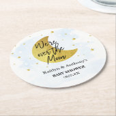 月の向こうに |男の子の赤ちゃんシャワー ラウンドペーパーコースター (アングル)