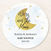 月の向こうに |男の子の赤ちゃんシャワー ラウンドペーパーコースター (正面)