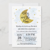 月の向こうに |男の子の赤ちゃんシャワー 招待状 (正面)