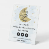 月の向こうに |男の子赤ちゃんシャワーへようこそ 台座サイン (正面)