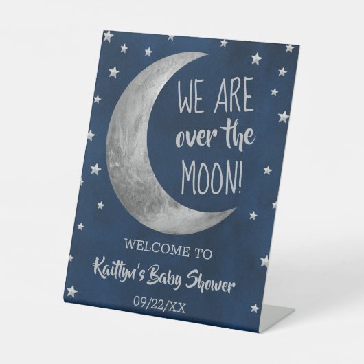 月の向こうに |赤ちゃんシャワー歓迎ペデスタルサイン 台座サイン (正面)