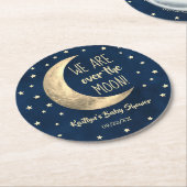 月の向こうに |赤ちゃんシャワー ラウンドペーパーコースター (アングル)