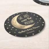 月の向こうに |赤ちゃんシャワー ラウンドペーパーコースター (アングル)