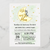 月の向こうに |赤男女兼用ちゃんシャワー実在 箔招待状 (正面)