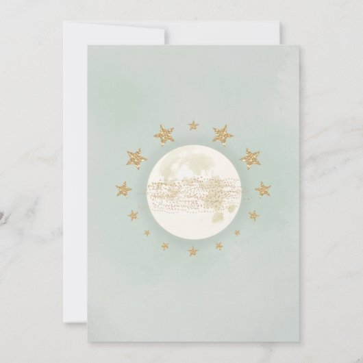 月の向こうに | Dreamy Greenery金ゴールドベビーシャワー 招待状 (裏面)