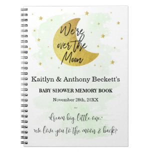 月の向こうに Neutral Baby Shower Memory Book ノートブック
