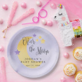 月の向こうの紫の赤パーソナライズされたちゃんシャワー ペーパープレート (パーティー)