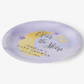 月の向こうの紫の赤パーソナライズされたちゃんシャワー ペーパープレート (アングル)