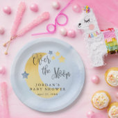 月の向こうの青い赤パーソナライズされたちゃんシャワー ペーパープレート (パーティー)