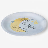 月の向こうの青い赤パーソナライズされたちゃんシャワー ペーパープレート (アングル)