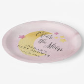 月の向こうの青い赤パーソナライズされたちゃんシャワー ペーパープレート (アングル)