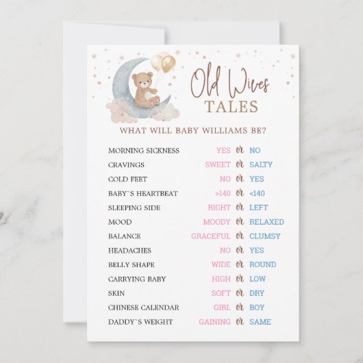 月の向こう昔の妻たちの物語ジェンダーの暴露カード 招待状 (正面)