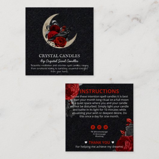 月の呪文ろうそくをカラス スクエア名刺 (正面/裏面)