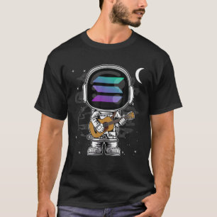 月の地下聖堂に宇宙飛行士ギター・ソラナSOLコイン Tシャツ