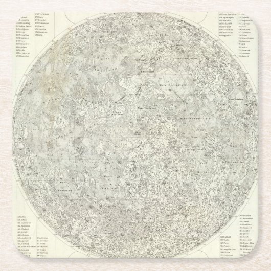月の地図 スクエアペーパーコースター (正面)