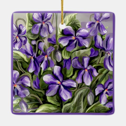 月の壺の中のスミレ セラミックオーナメント (裏面)